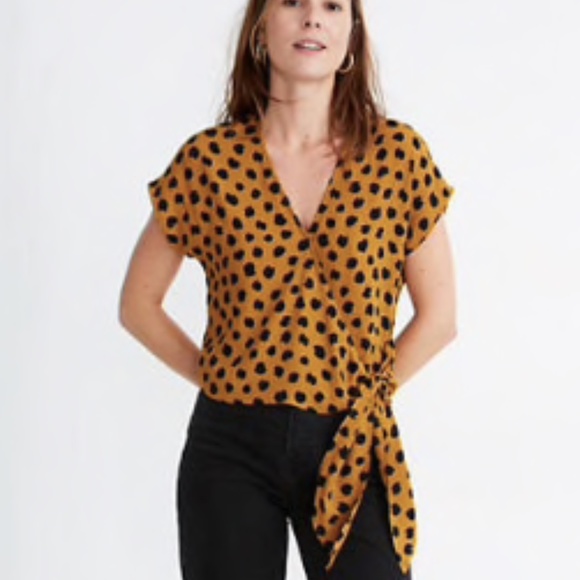 Madewell Tops - NWT Madewell Sash-Tie Wrap Top Painted Spots (S)